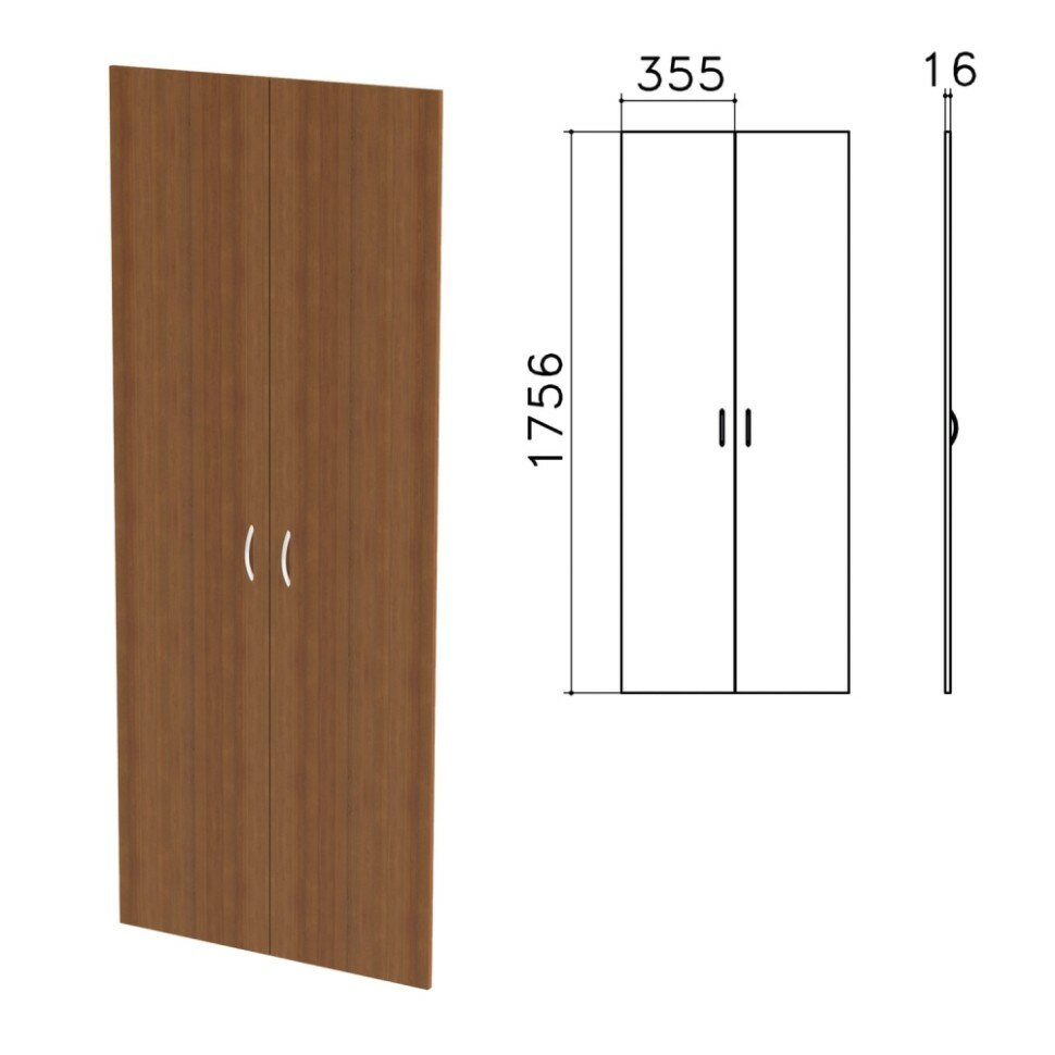 фото Дверь ЛДСП высокая "Бюджет", комплект 2 шт., 355х16х1756 мм, орех французский, 402880-190 (641163)