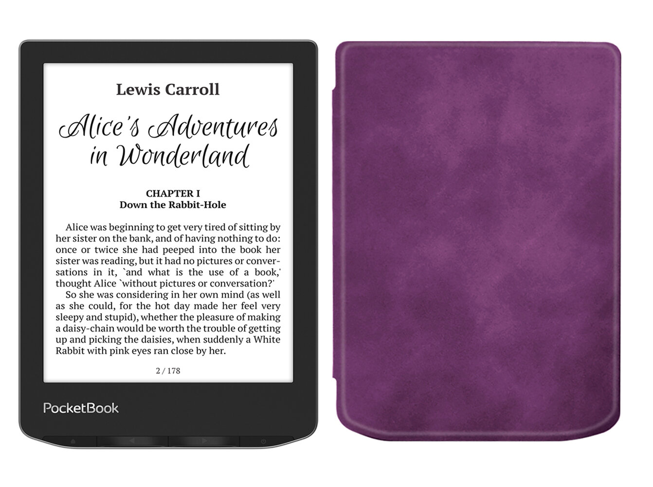 Электронная книга PocketBook 629 Verse, серый с обложкой ReaderONE Purple