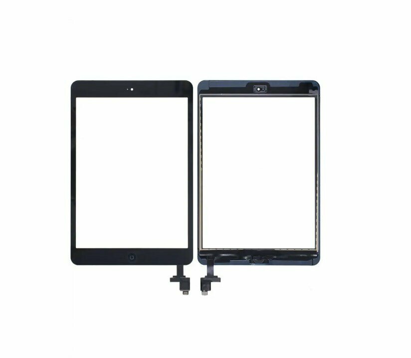 Тачскрин для iPad mini 1 / 2 Черный (сенсорное стекло) в сборе, кнопка, клейкая лента