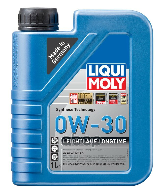 LIQUI MOLY Масло 0W30 Liqui Moly Leichtlauf Longtime Мотор. Синт 39038 (1Л.) Sn C3