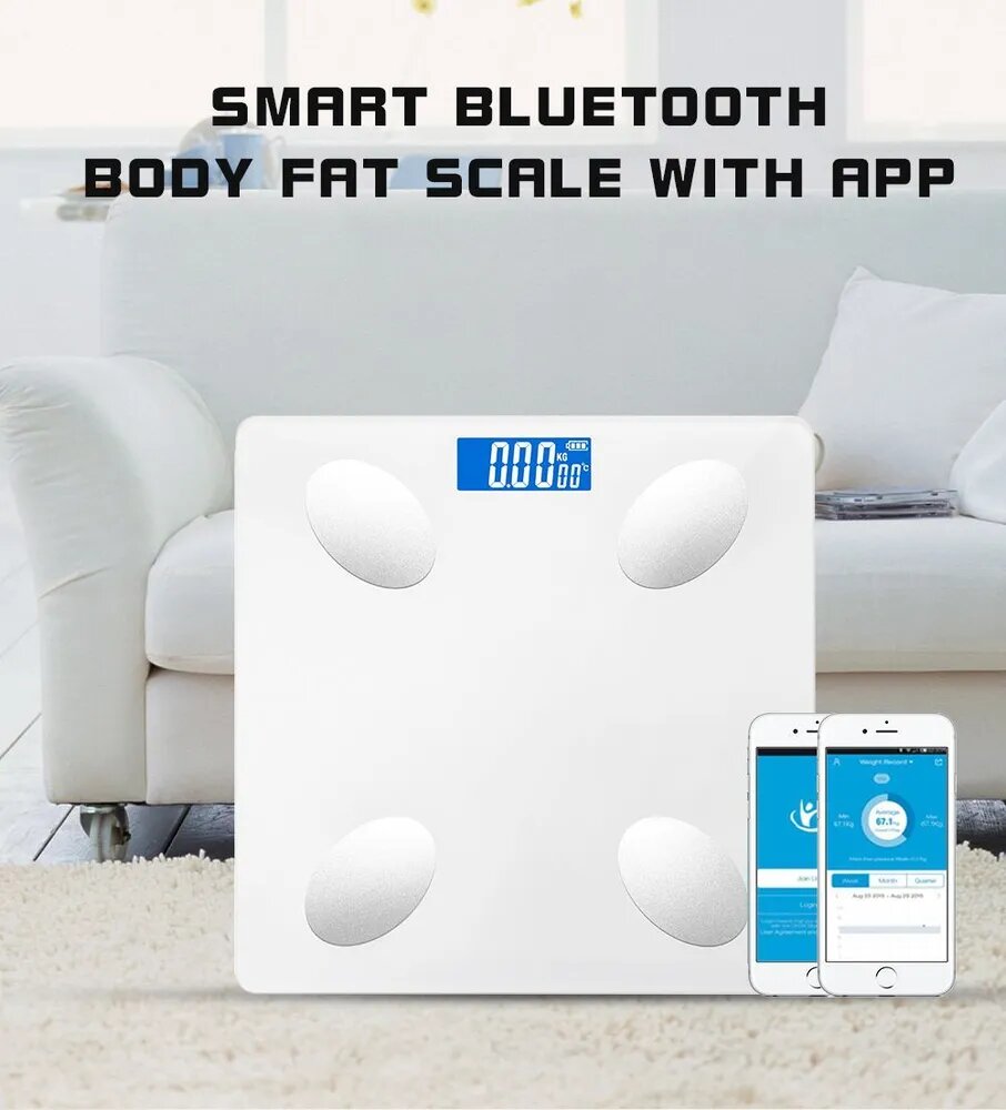Напольные умные весы c bmi, электронные напольные весы для Xiaomi, iPhone, Android, белые - фотография № 12
