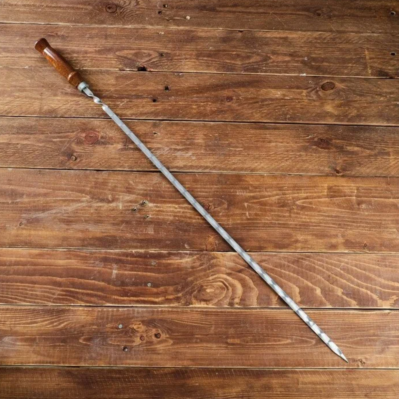 Шампур узбекский 79см деревянная ручка (рабочая часть 60см сталь 2мм) с узором