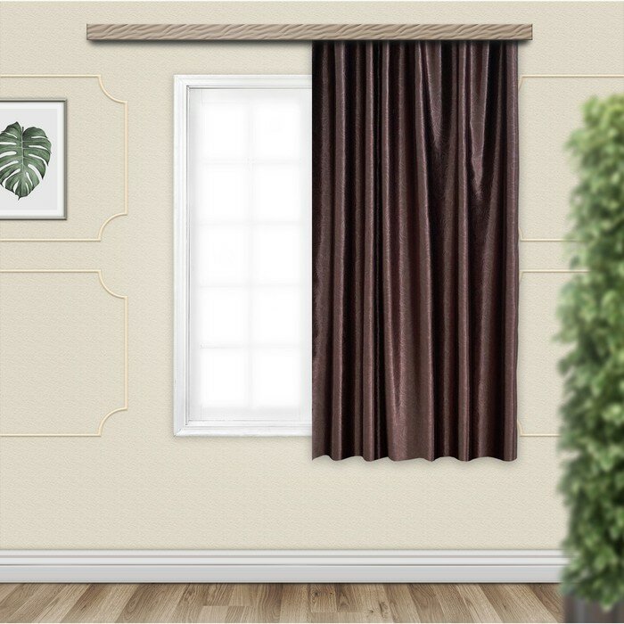 фото Штора портьерная для кухни Witerra Водевиль 135x180см, шоколад, блэкаут, пэ100%