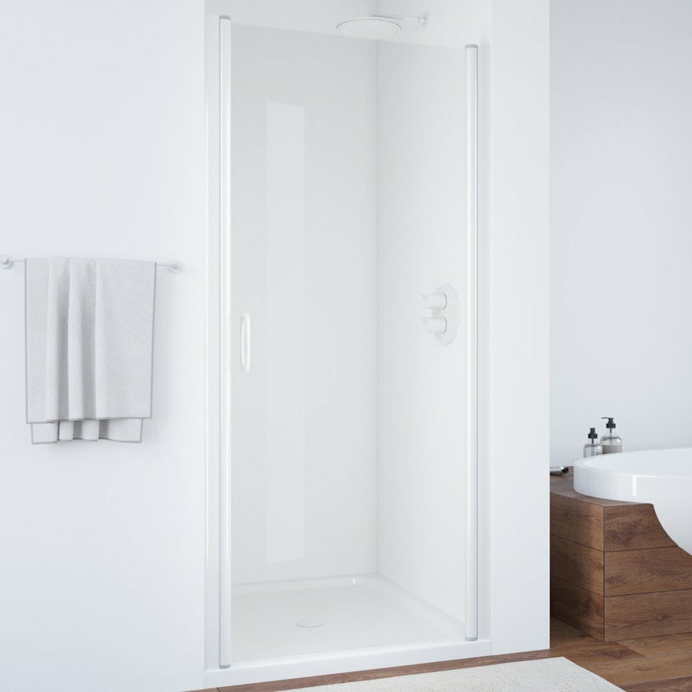 фото Vegas Glass Душевая дверь в нишу Vegas Glass EP 60 01 01 профиль белый, стекло прозрачное