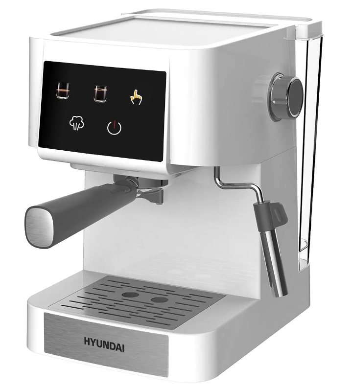 Кофеварка рожковая Hyundai HEM-3203 1000Вт белый/серебристый