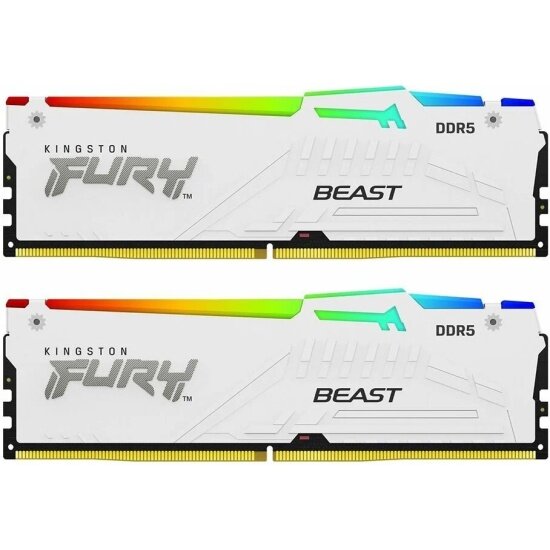 Оперативная память Kingston DDR5 64Gb (2х32Gb) 5200MHz PC-41600 FURY Beast White EXPO RGB CL36 1.25V (KF552C36BWEAK2-64)