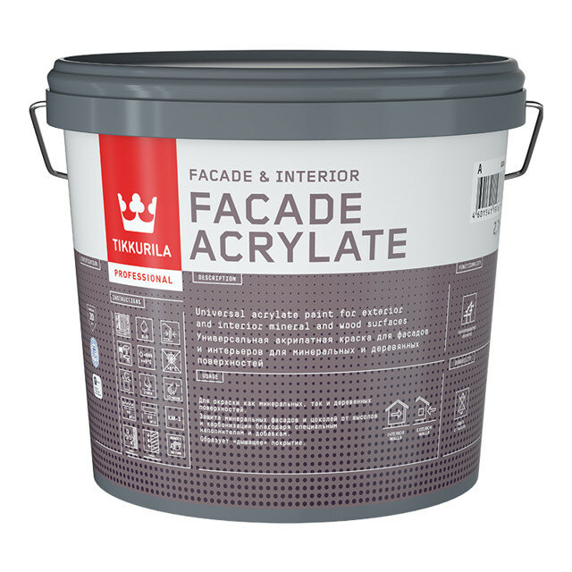 краска акрилатная фасадная TIKKURILA Facade Acrylate база A 27л белая арт.700012340