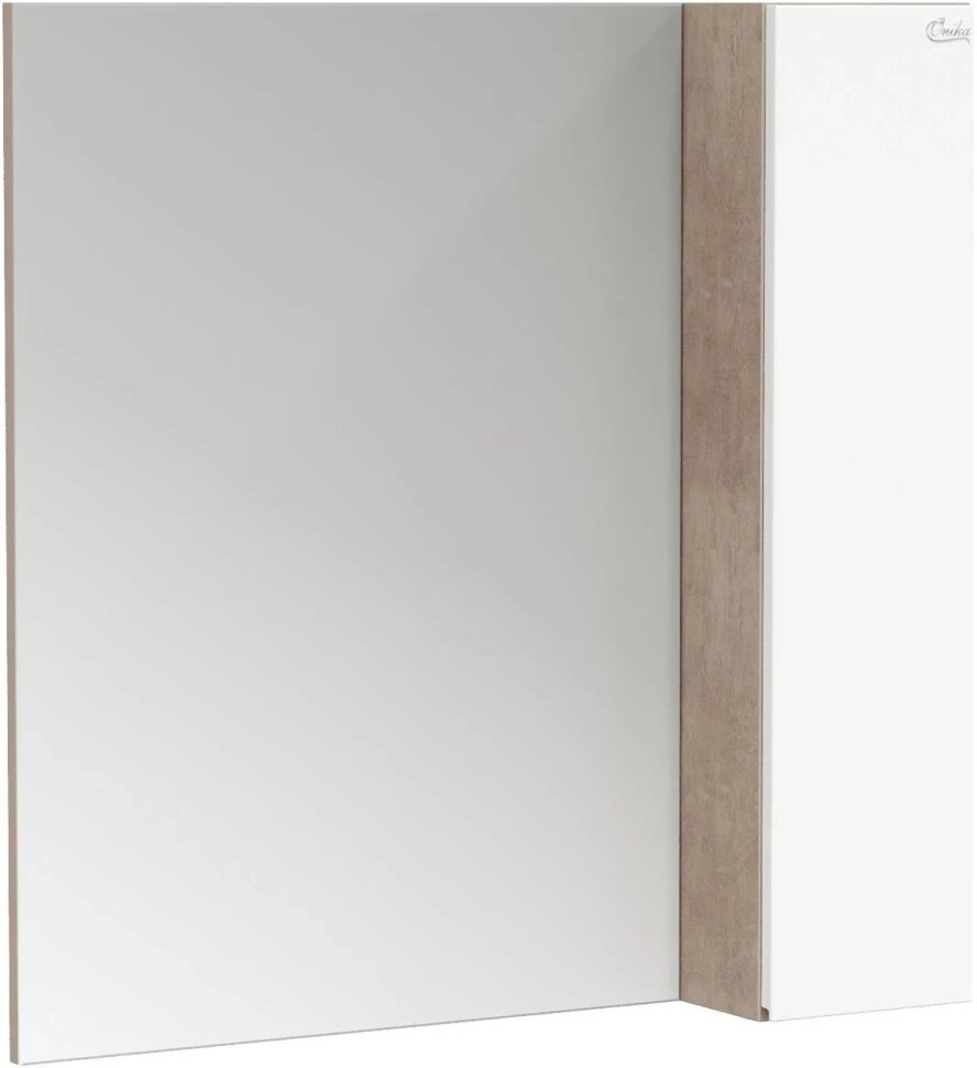 Зеркальный шкаф 80х816 см светлый камень/белый глянец Onika Алеста 208095