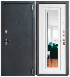 Дверь металлическая Дверной Континент ДК70 зеркало, бел.сандал 96х205 см, левая
