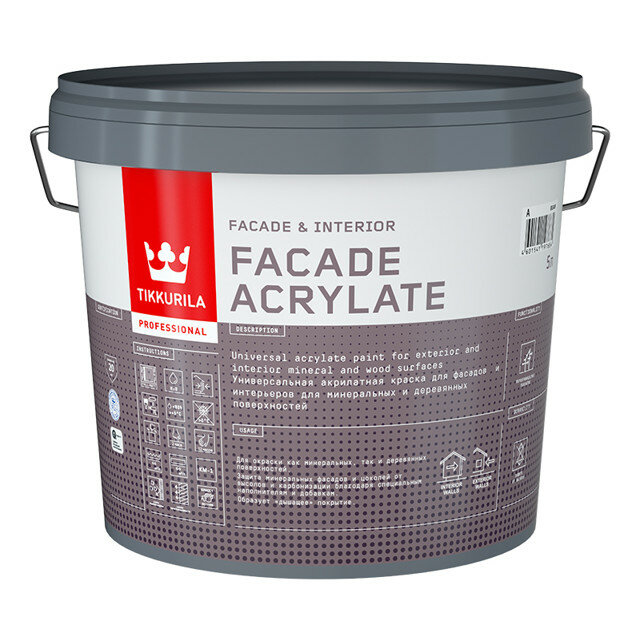 краска акрилатная фасадная TIKKURILA Facade Acrylate база A 5л белая арт.700012341