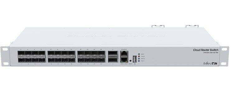 Коммутатор MIKROTIK CRS326-24S+2Q+RM Cloud Router Switch 326-24S+2Q+RM with 2 x 40G QSFP+ cages, 24 10G SFP+ cages, 1x LAN port for manageme