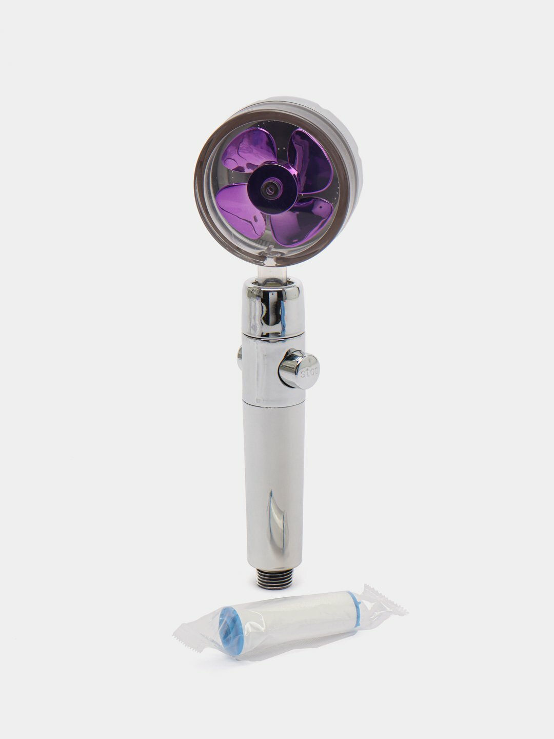 Турбодуш / Лейка для душа с вентилятором 360 / турбо насадка для ванной с фильтром Цвет Фиолетовый