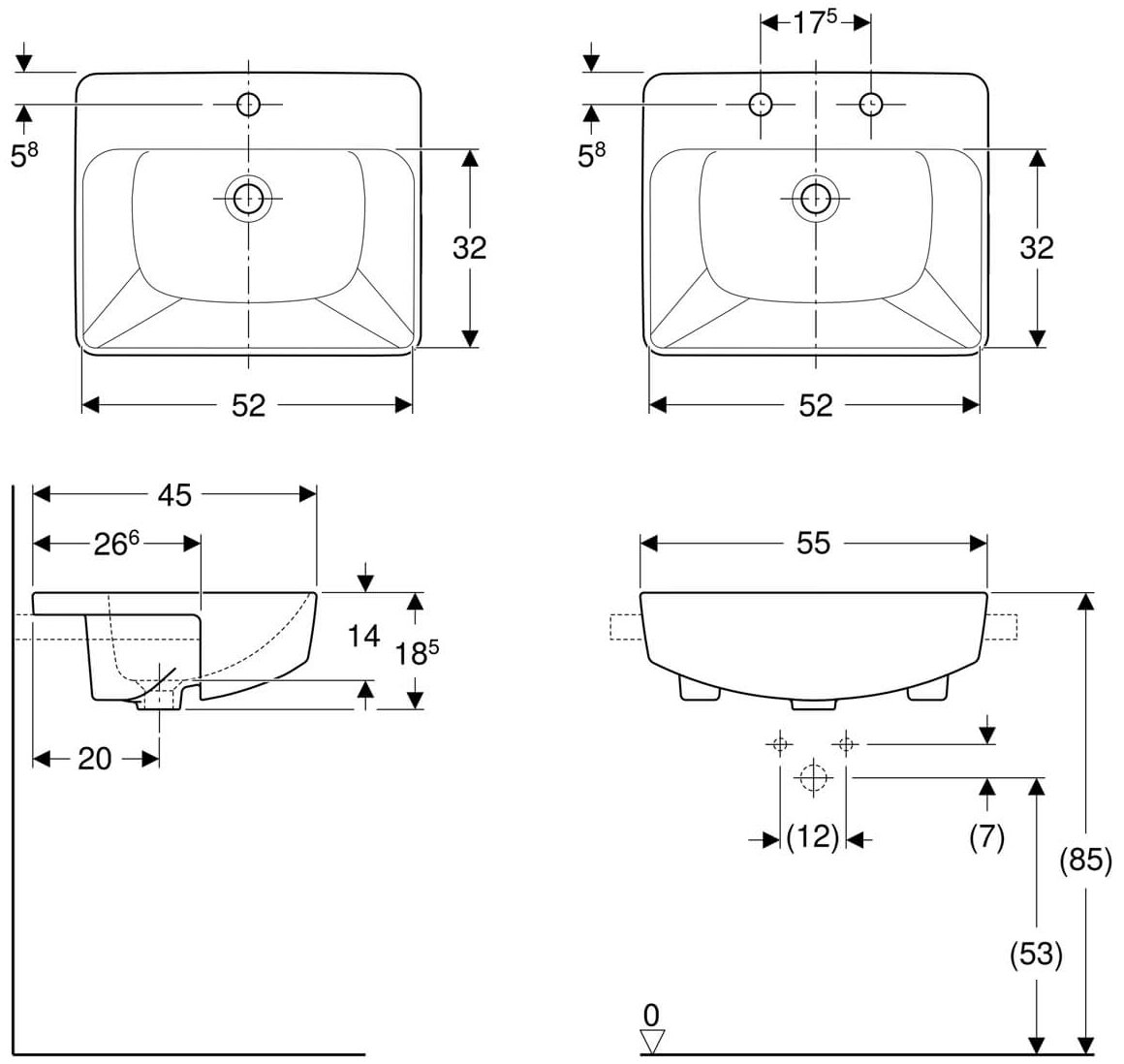 Раковина Geberit VariForm 55 см 500.681.01.1