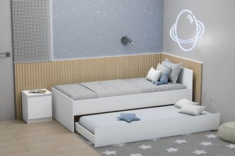 Односпальная кровать с выкатной частью 90х200 "Кэт-1" арт.015 Белый