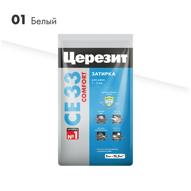 затирка для швов CERESIT СЕ 33 Super 1-6мм 5кг белая арт.2092305