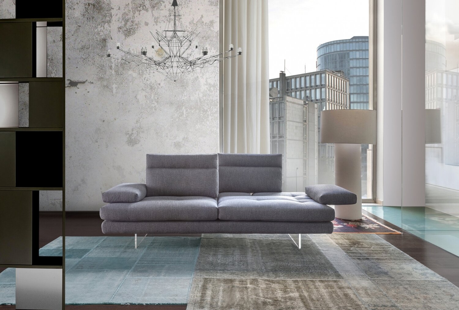 фото Диван Toby Wing Calia Italia Итальянский диван с шезлонгом в ткани.