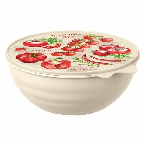 фото Миска 3,7л. с крышкой с декором WAVE, бежевый