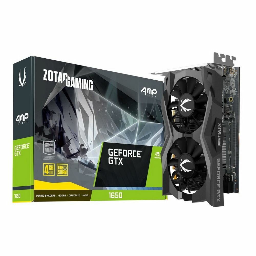 фото Zotac Видеокарта Zotac GTX1650 GAMING AMP Core 4GB 128bit GDDR6 DVI-D HDMI DP RTL {20} GeForce GTX 1650
