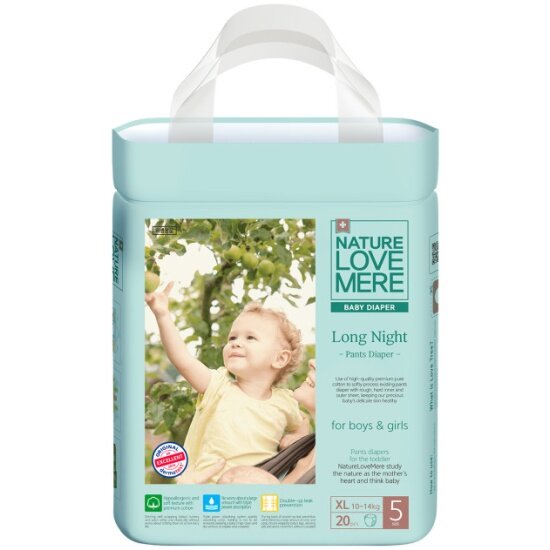 Трусики-подгузники Nature Love Mere 00628 ночные Long Night XL 10-14 кг 20 шт