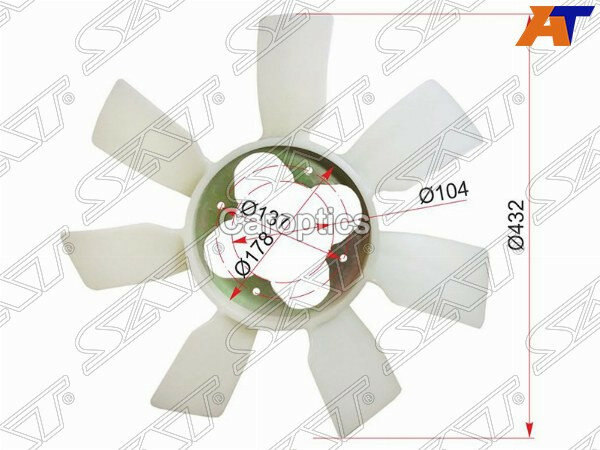 Крыльчатка вентилятора радиатора охлаждения для Тойота Хайлюкс рестайлинг 2020-2021 год выпуска (Toyota Hilux рестайлинг) SAT ST-16361-75020