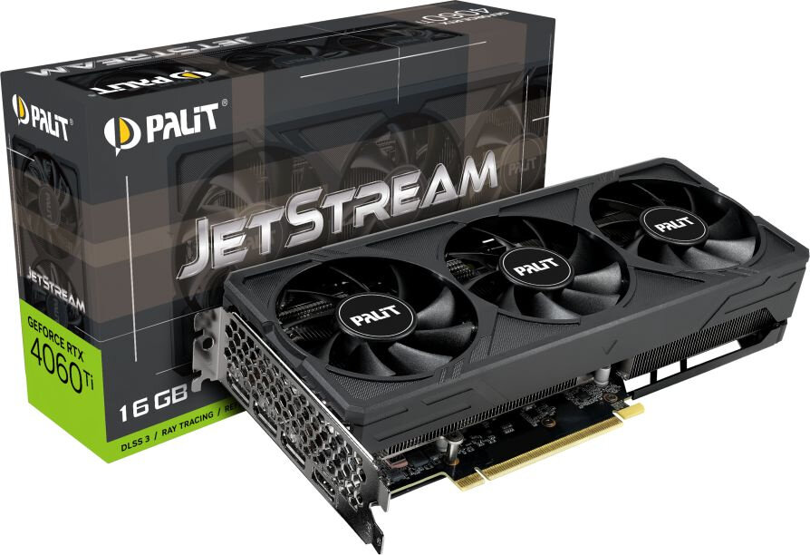 PALIT Видеокарта Palit PCI-E 4.0 RTX4060Ti JETSTREAM NVIDIA GeForce RTX 4060TI 16Gb 128bit GDDR6 2310/18000 HDMIx1 DPx3 HDCP Ret NE6406T019T1-1061J