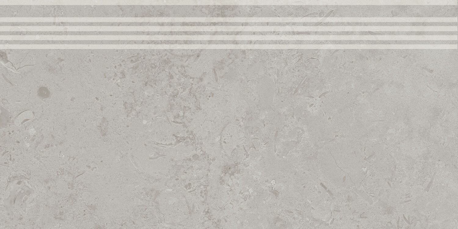 Плитка из керамогранита KERAMA MARAZZI DD205220R\GR Про Лаймстоун серый натуральный обрезной Ступень 30x60 (цена за штуку)