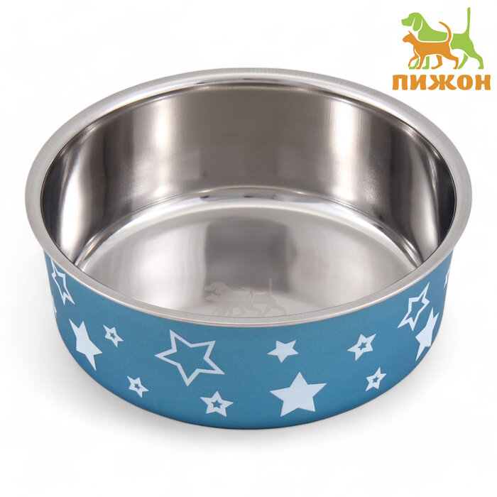 фото Миска с силиконовым основанием "Звезды", синий, 900 мл