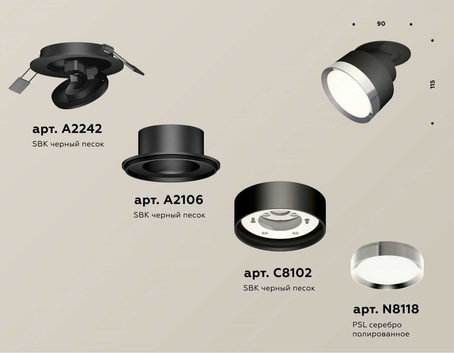 Комплект встраиваемого поворотного светильника Ambrella XM8102501 XM - фотография № 3