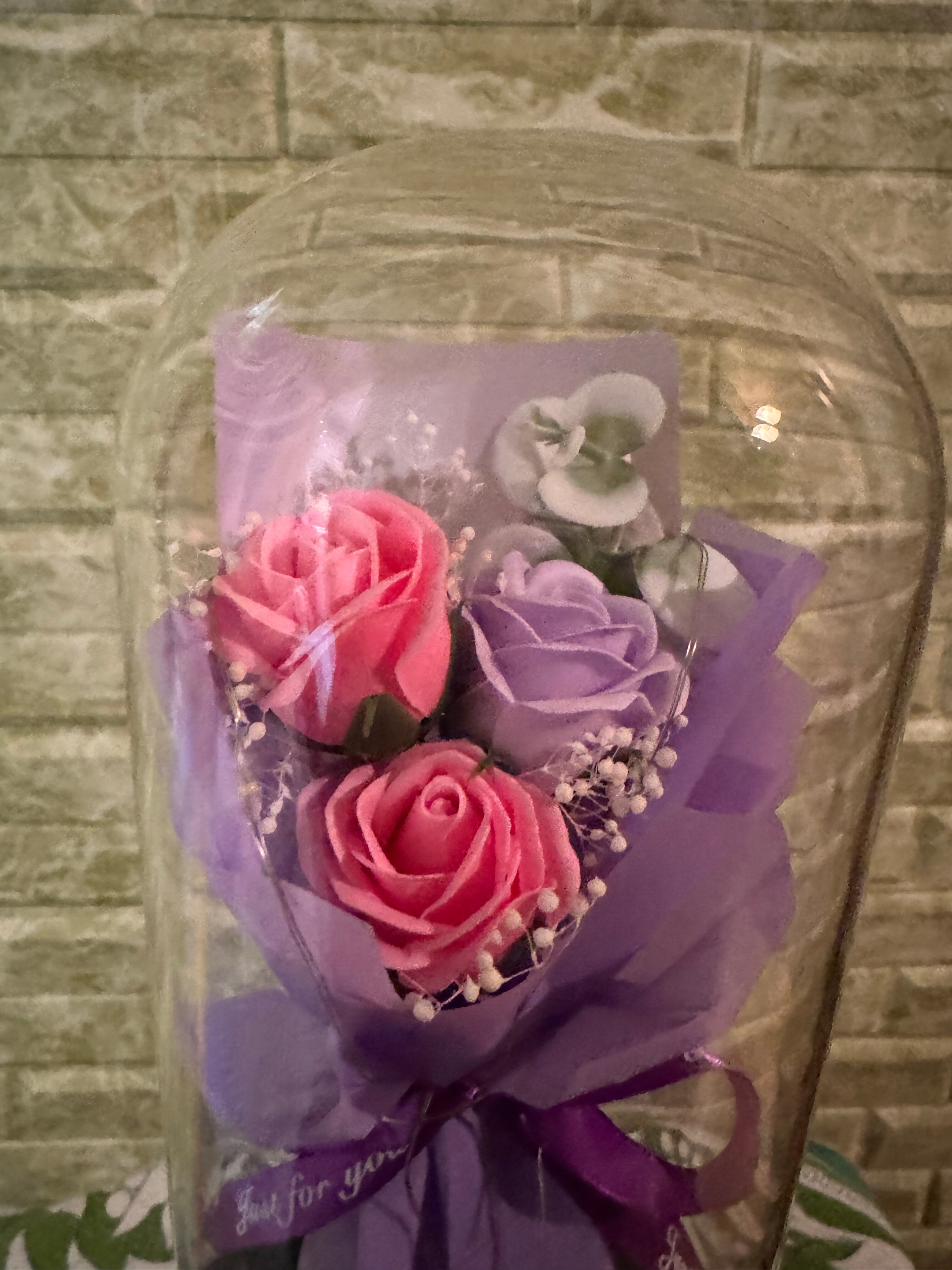 Ночник колба "Букет розовых роз" LED от батареек 3хААА 11х11х22 см - фотография № 2
