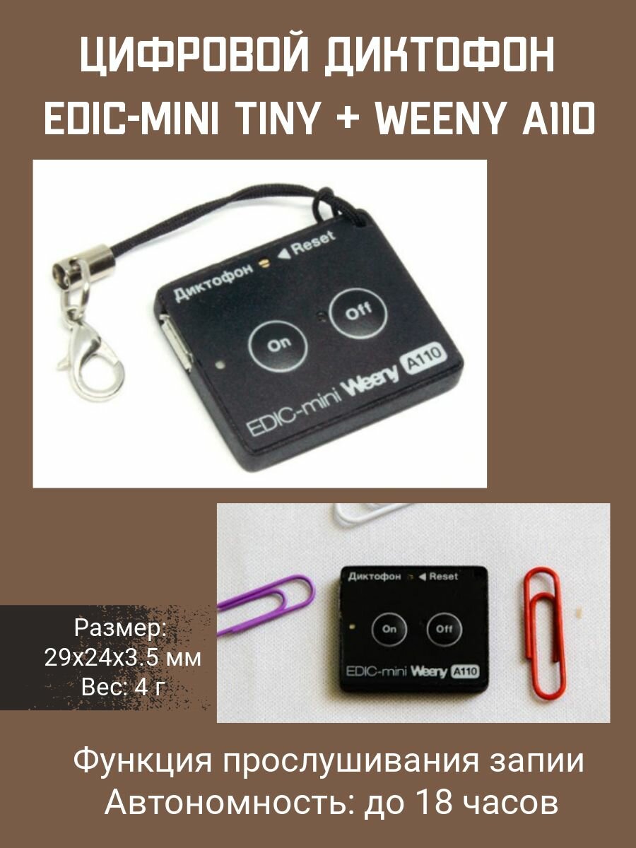 Цифровой диктофон Edic-mini TINY + Weeny A110