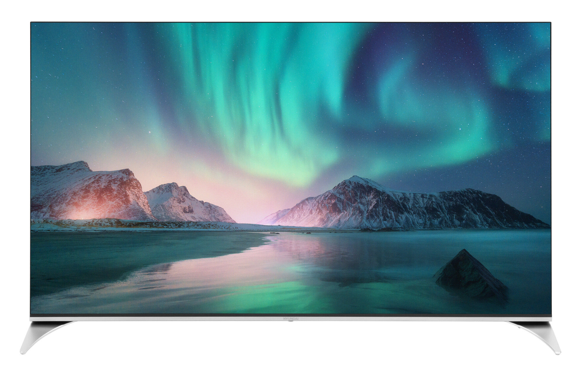 HYUNDAI Телевизор QLED Hyundai 55" H-LED55QBU7500 Android TV Frameless черный 4K Ultra HD 60Hz DVB-T DVB-T2 DVB-C DVB-S DVB-S2 USB WiFi Smart TV H-LED55QBU7500