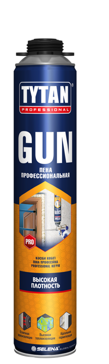 Пена монтажная профессиональная (пистолетная) 750 мл (42 л) GUN титан тов-203236