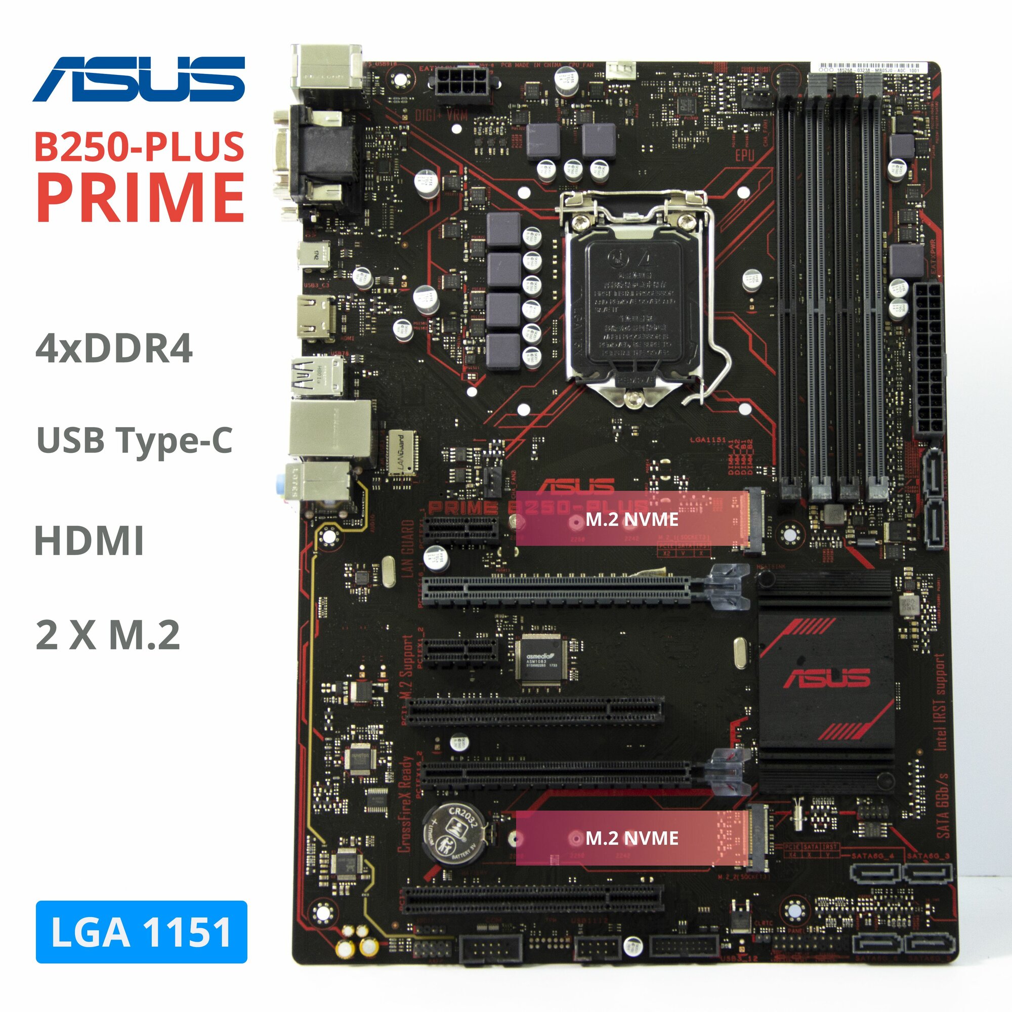 Материнская плата ASUS PRIME B250-PLUS LGA1151 DDR4 M.2 ATX