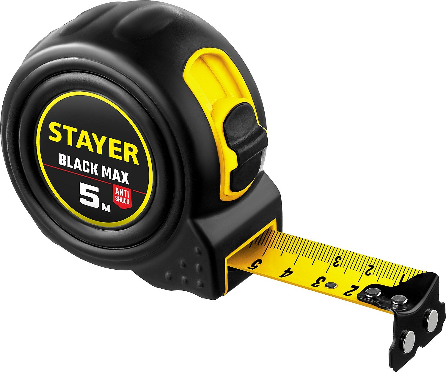 Рулетка Stayer BLACK MAX 5м / 25 мм в ударостойком обрезиненном корпусе