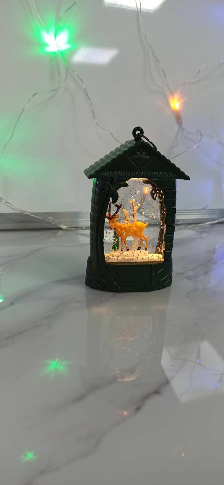 фото Новогодний фонарик с блестками Олень