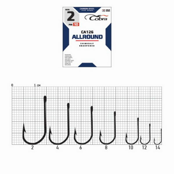 Крючки Cobra ALLROUND сер. CA126 №8 10шт 3287114