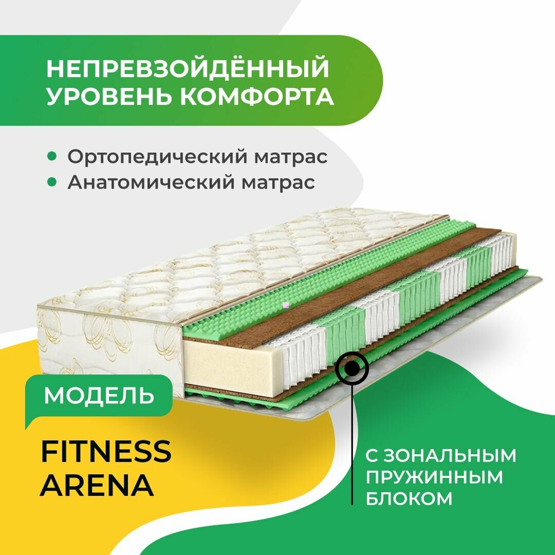 Матрас Мир Матрасов, Fitness Arena 80х190, двусторонний с одинаковой жесткостью, кокосовое волокно