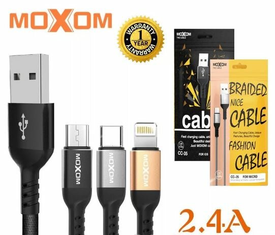фото Кабель Moxom Type-C CB-24 съемный магнитный наконечник, LED , 2,4А, нейлон кабель 1 м, черный
