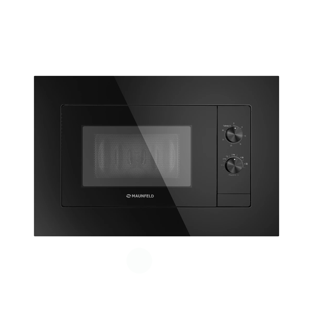 фото Встраиваемая микроволновая печь MAUNFELD 20 л, черное стекло, 5 режимов, в узкий шкаф