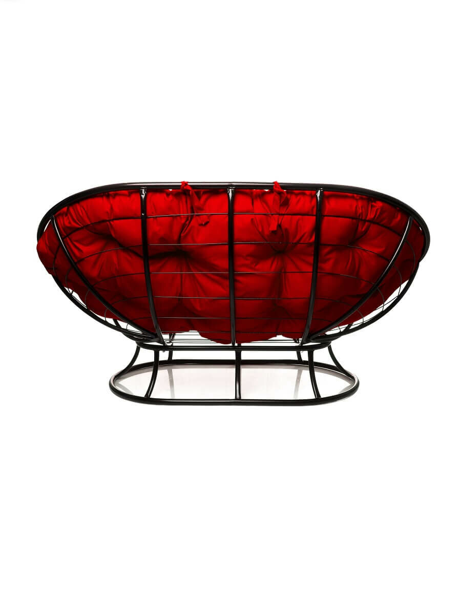 Садовый диван "Мамасан" без ротанга черное с красной подушкой M-Group - фотография № 3