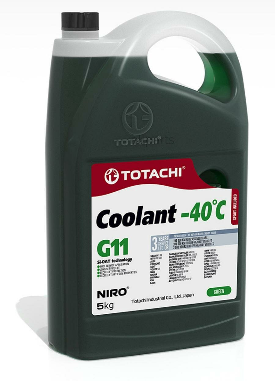 TOTACHI 43205 Жидкость охлаждающая низкозамерзающая TOTACHI NIRO COOLANT Green -40C G11 5кг