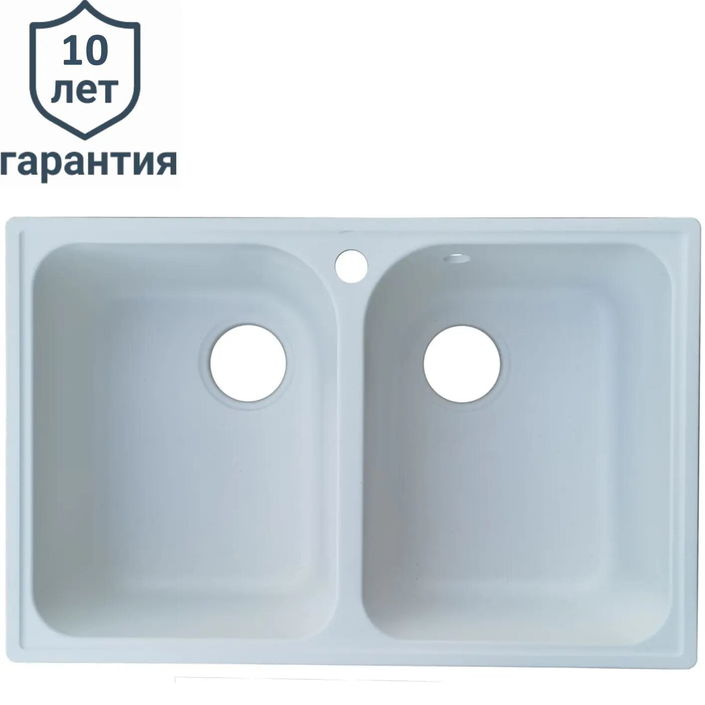 фото Мойка врезная Delinia прямоугольная 73.5x47.5x19.7 см кварц цвет белый