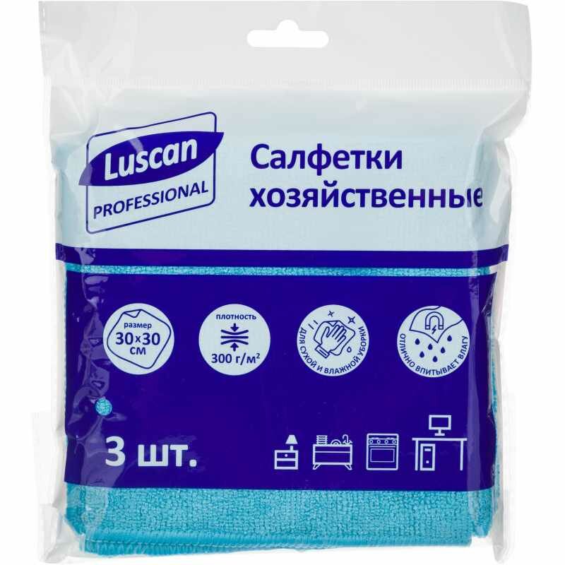 фото Салфетки хозяйственные Luscan Professional 300г/м2 30х30см 3шт/уп синие