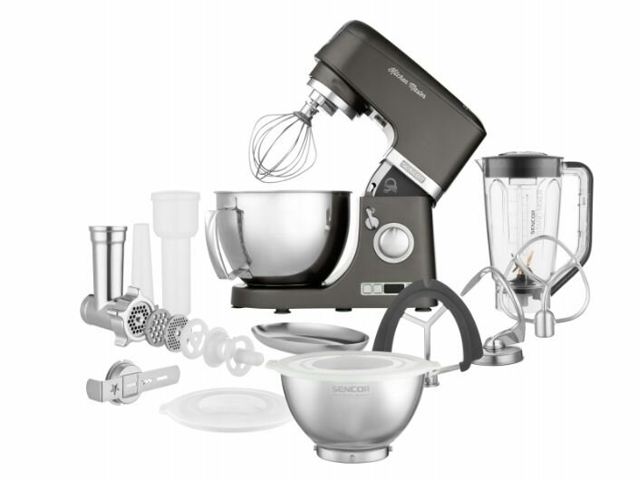 Планетарный кухонный комбайн Sencor Stand Mixer Metallic STM 7878BK 1000 Вт, серый