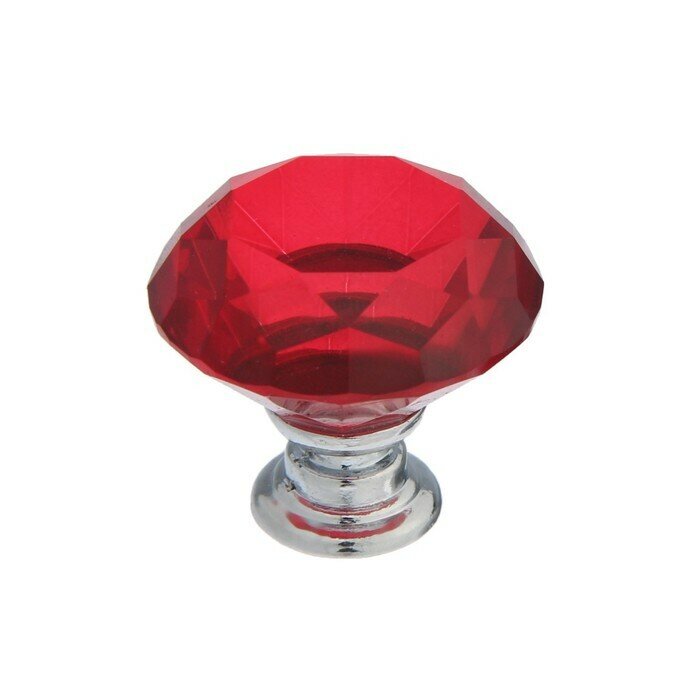 Ручка кнопка CAPPIO, цвет красный "Алмаз", стеклянная, d-30 мм - фотография № 1