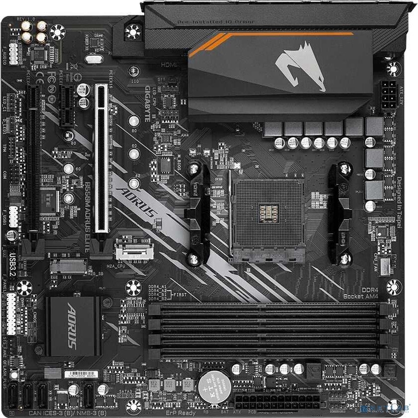 GIGABYTE Материнская плата Gigabyte B550M AORUS ELITE Soc-AM4 AMD B550 4xDDR4 mATX AC`97 8ch(7.1) GbLAN RAID+DVI+HDMI