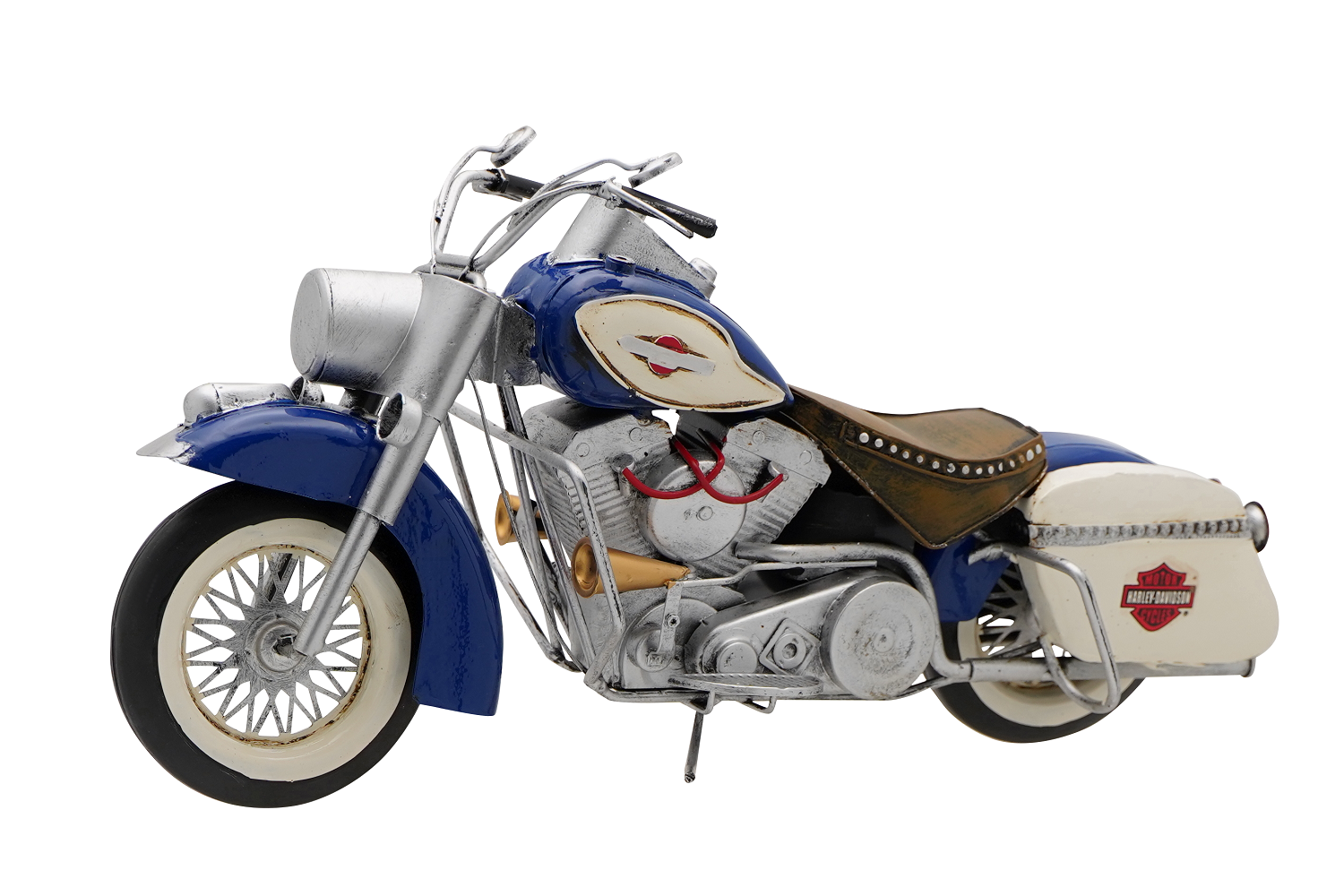 Модель мотоцикла Harley-Davidson-FLH-Duo Glide сине-белый 1960 г. длина 40 см.