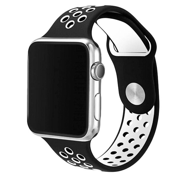 Ремешок Apple Watch 42/44/45/49 mm Perforated Sport Band Black/White
