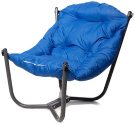 Мягкое кресло для дачи и дома Чил серое синяя подушка