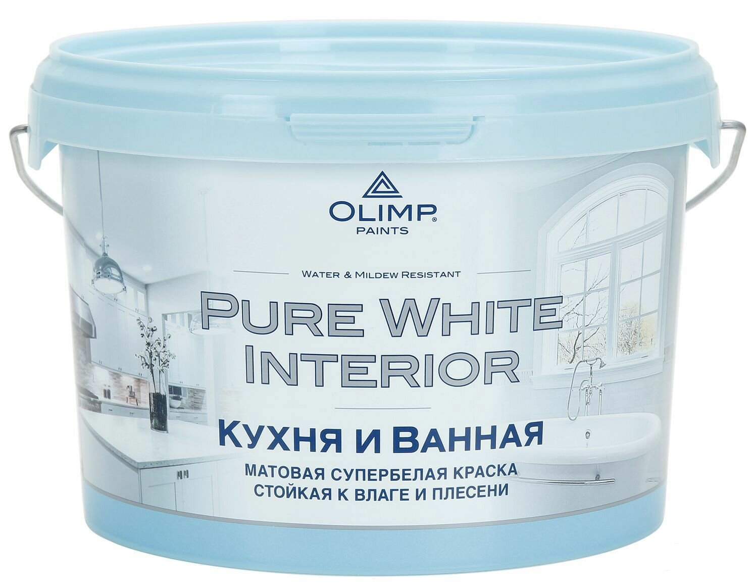 Краска для кухонь и ванных комнат Husky Olimp акриловая цвет белый база А 2.5 л